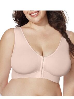 ‘Just My Size’ Bra Pure Comfort Front Close Wireless Women’s Size 5X - Sandshell